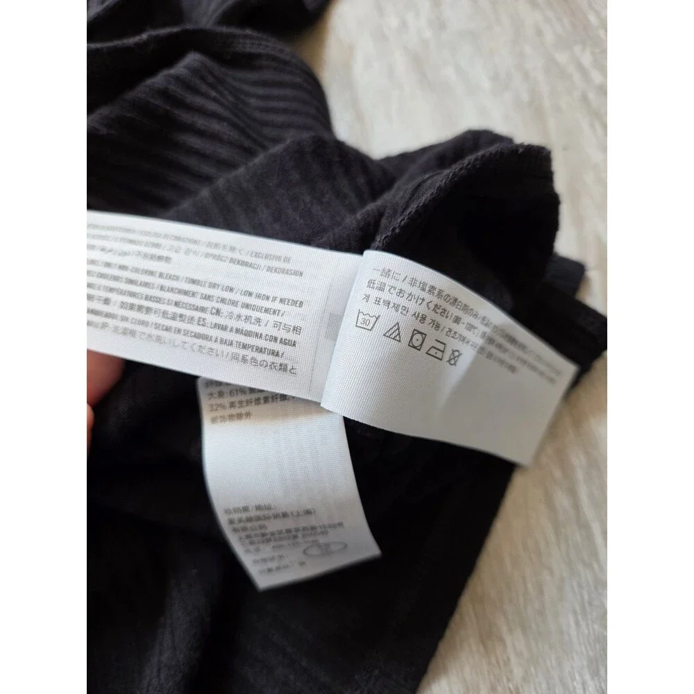 Abercrombie & Fitch Black Ribbed V Neck Side Slit Maxi Tank Dress Size S EUC